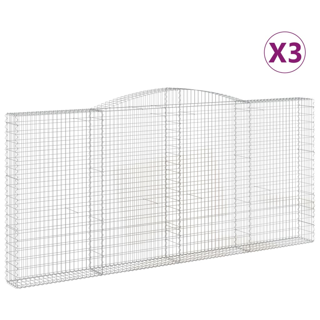 Arched Gabion Baskets 3 pcs 400x30x180/200 cm Galvanised Iron