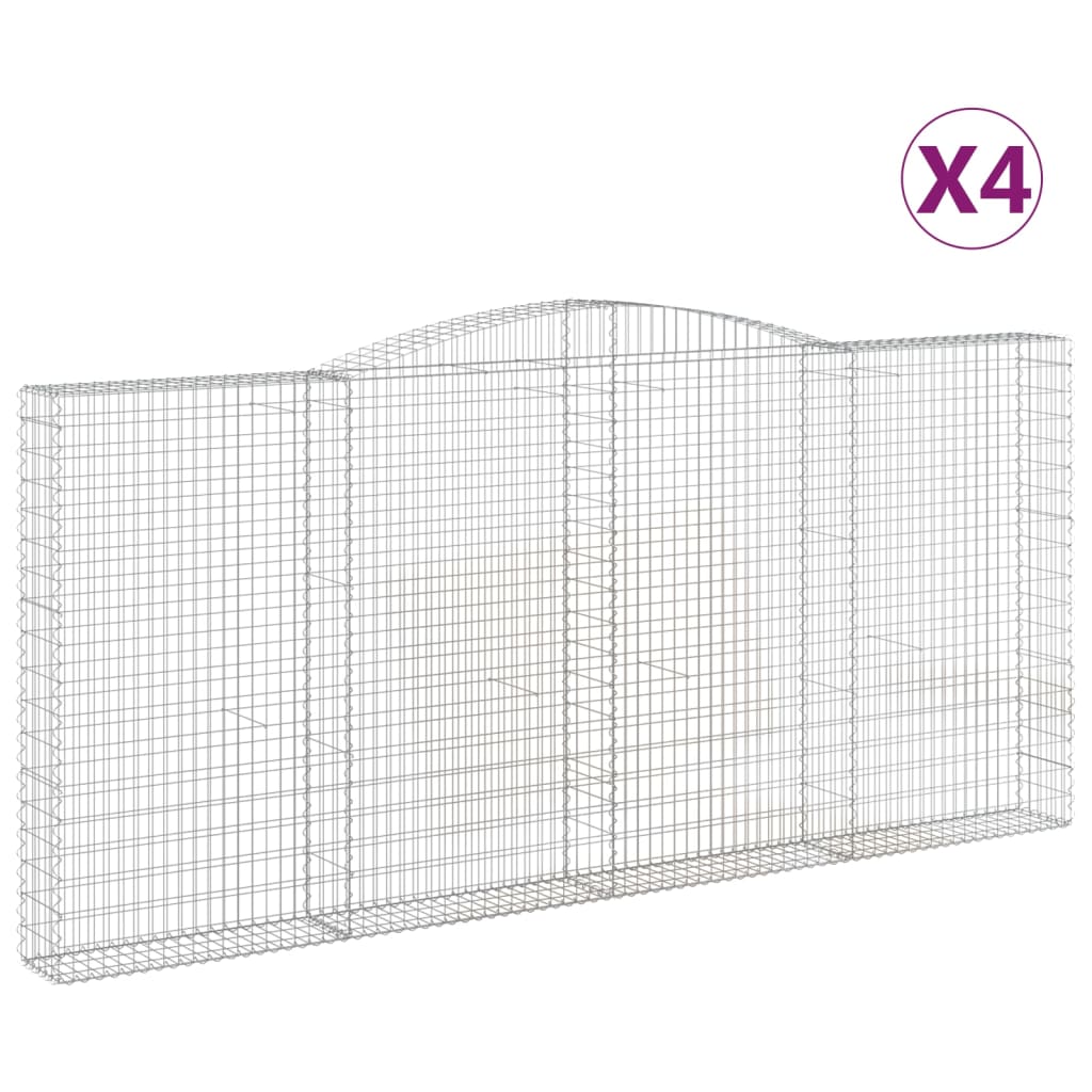 Arched Gabion Baskets 4 pcs 400x30x180/200 cm Galvanised Iron