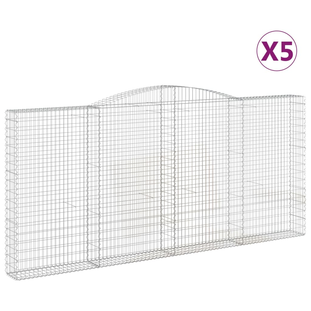 Arched Gabion Baskets 5 pcs 400x30x180/200 cm Galvanised Iron