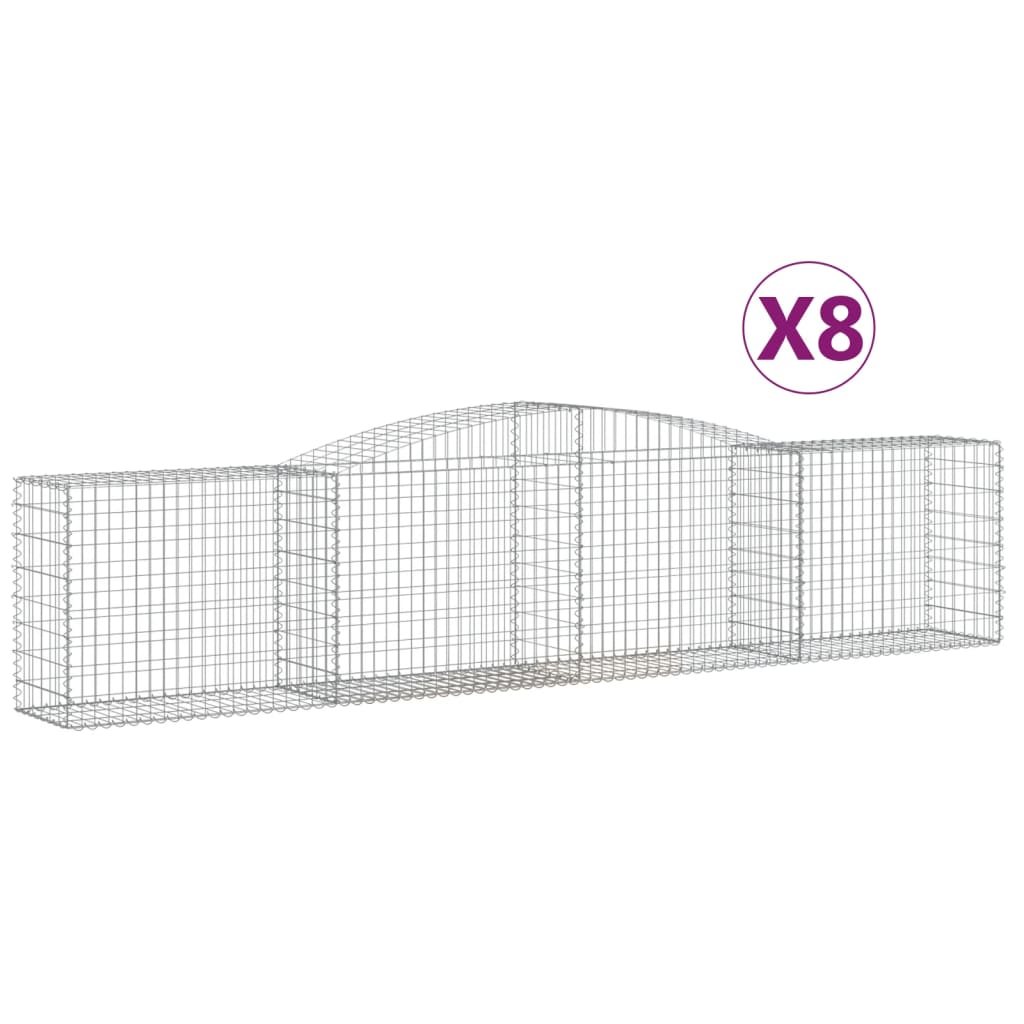Arched Gabion Baskets 8 pcs 400x50x80/100 cm Galvanised Iron
