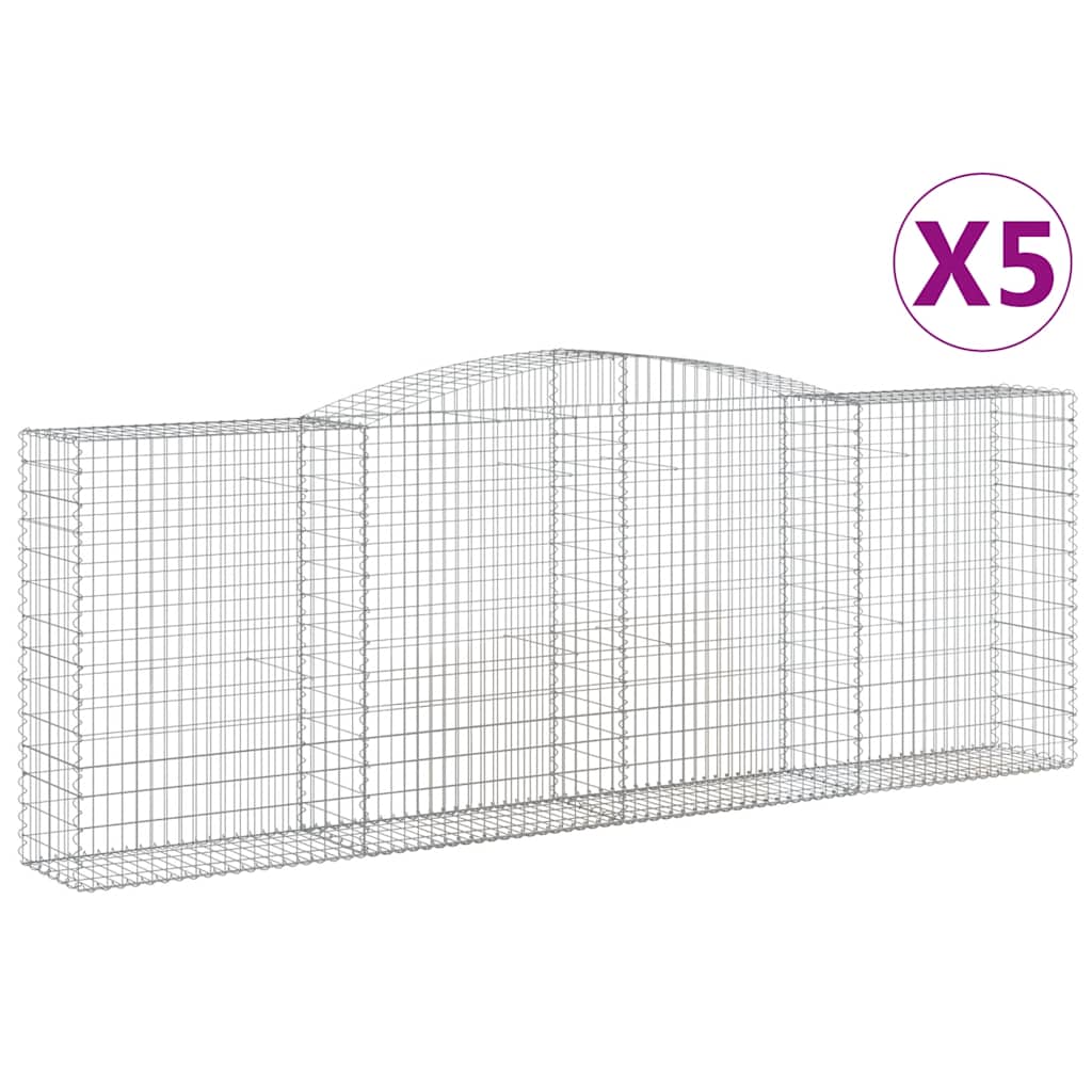 Arched Gabion Baskets 5 pcs 400x50x140/160 cm Galvanised Iron