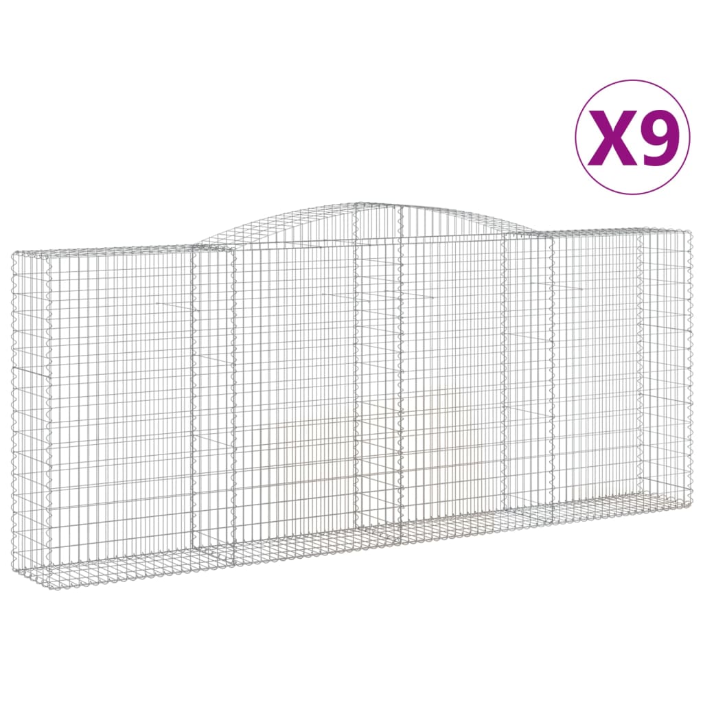 Arched Gabion Baskets 9 pcs 400x50x160/180 cm Galvanised Iron