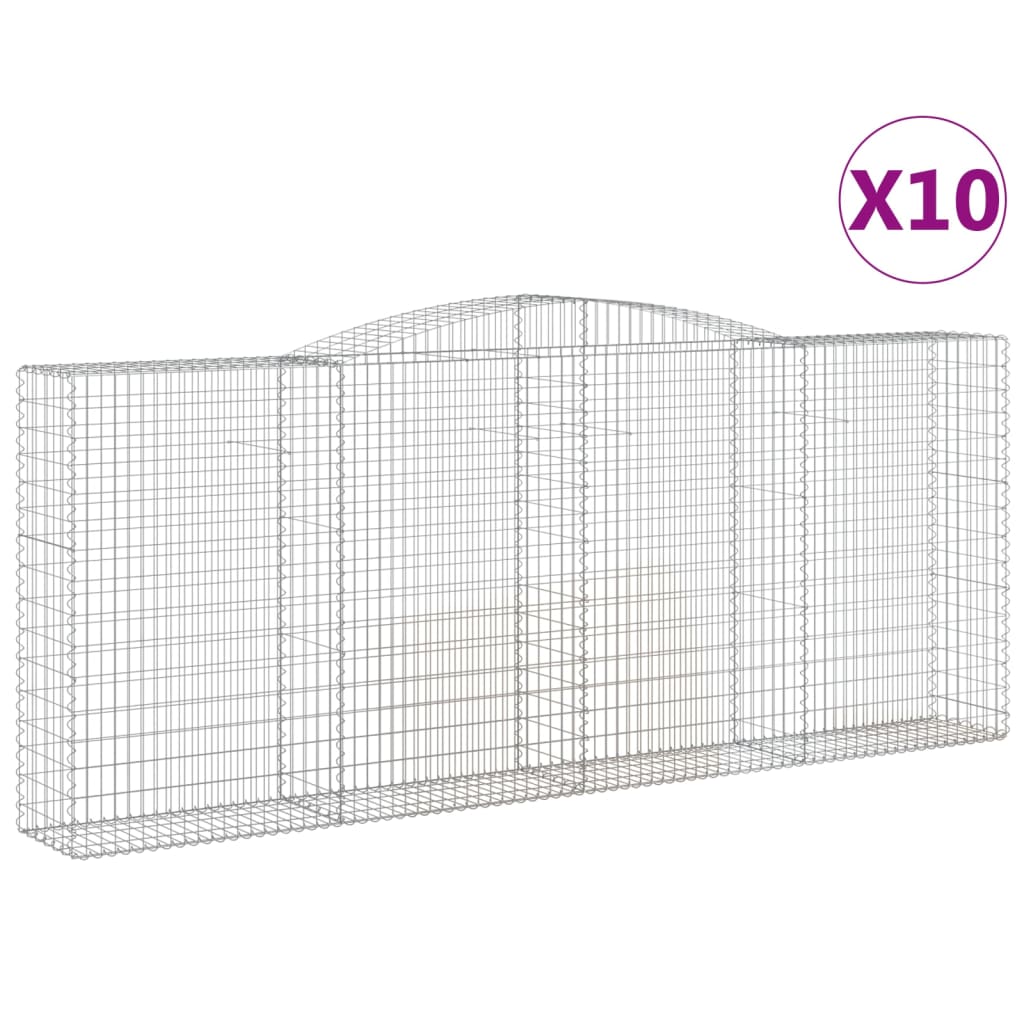 Arched Gabion Baskets 10 pcs 400x50x160/180 cm Galvanised Iron