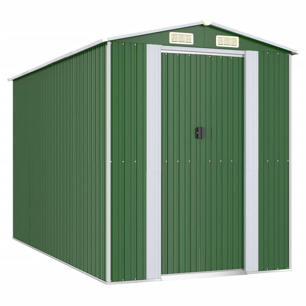 vidaXL Garden Shed Green 192x357x223 cm Galvanised Steel