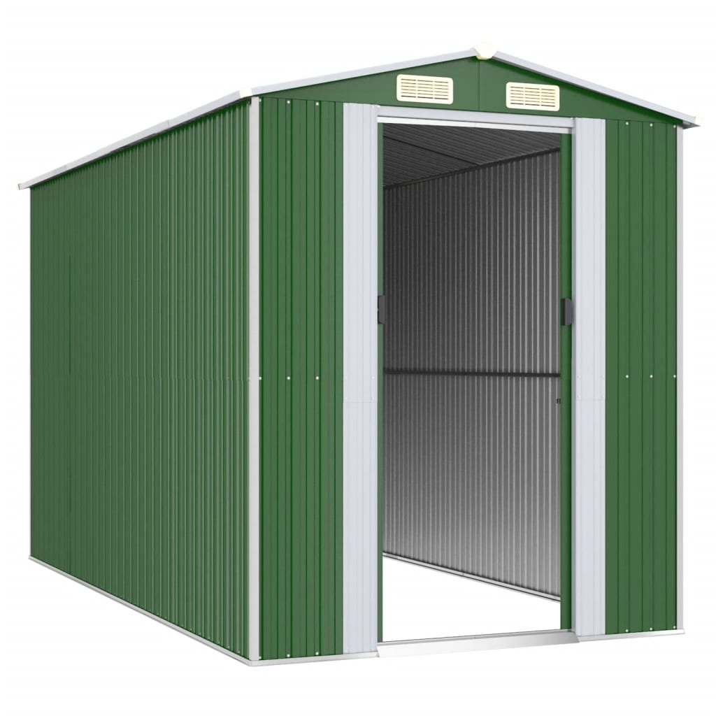 vidaXL Garden Shed Green 192x357x223 cm Galvanised Steel