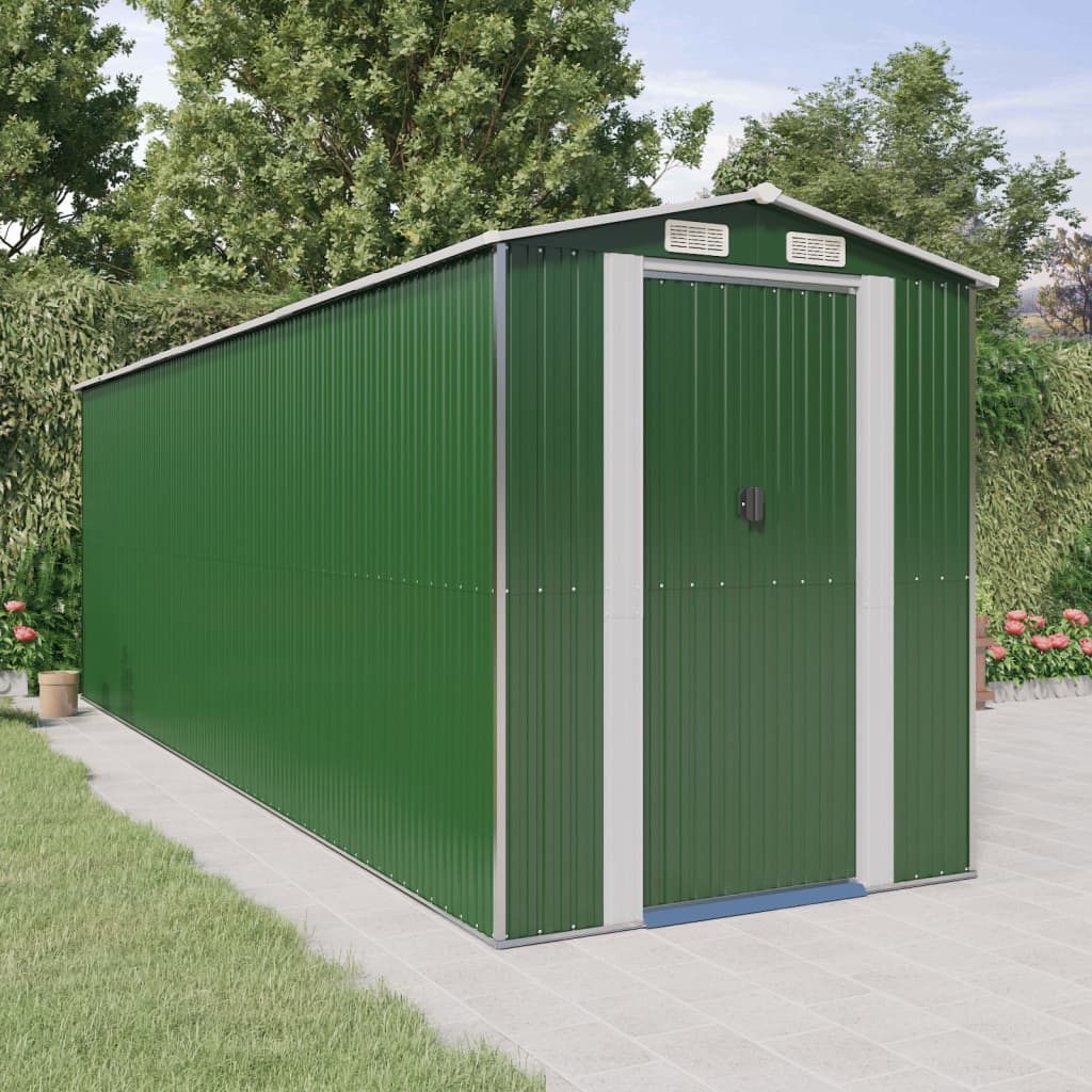 vidaXL Garden Shed Green 192x606x223 cm Galvanised Steel
