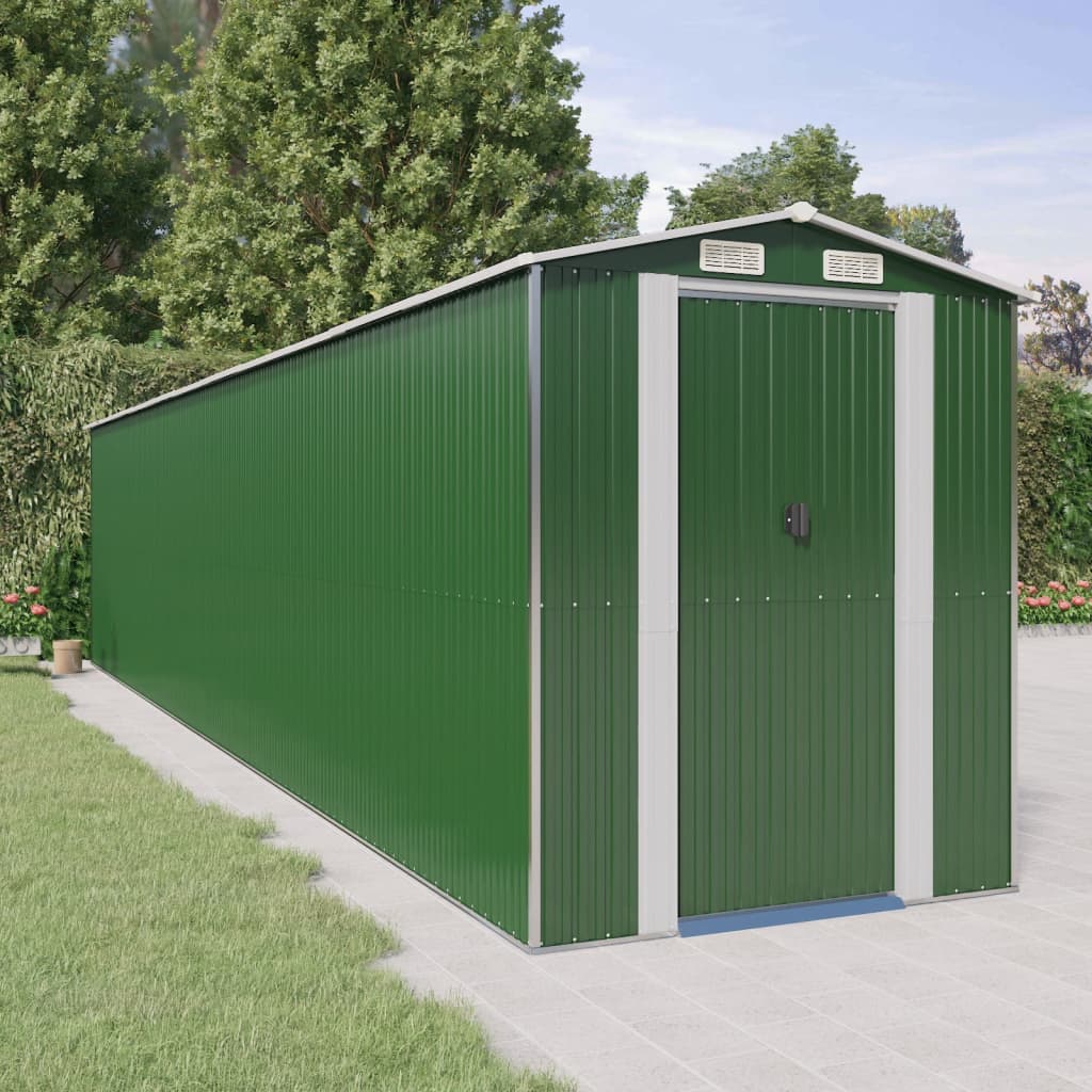vidaXL Garden Shed Green 192x938x223 cm Galvanised Steel