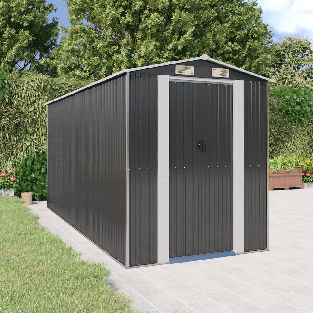 vidaXL Garden Shed Anthracite 192x440x223 cm Galvanised Steel