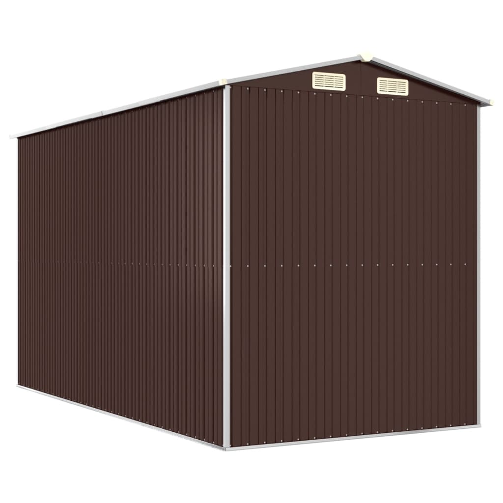 vidaXL Garden Shed Dark Brown 192x357x223 cm Galvanised Steel