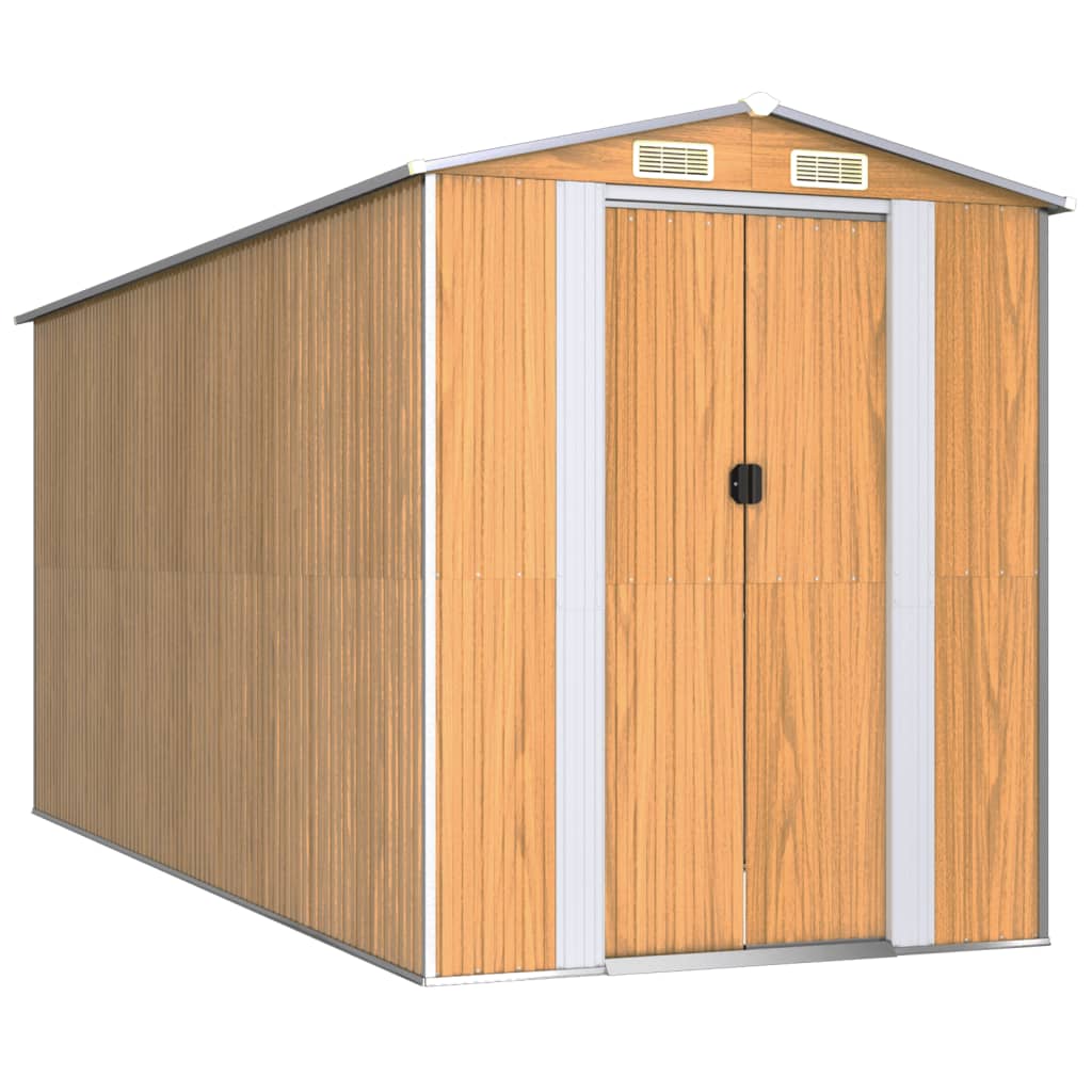 vidaXL Garden Shed Light Brown 192x440x223 cm Galvanised Steel