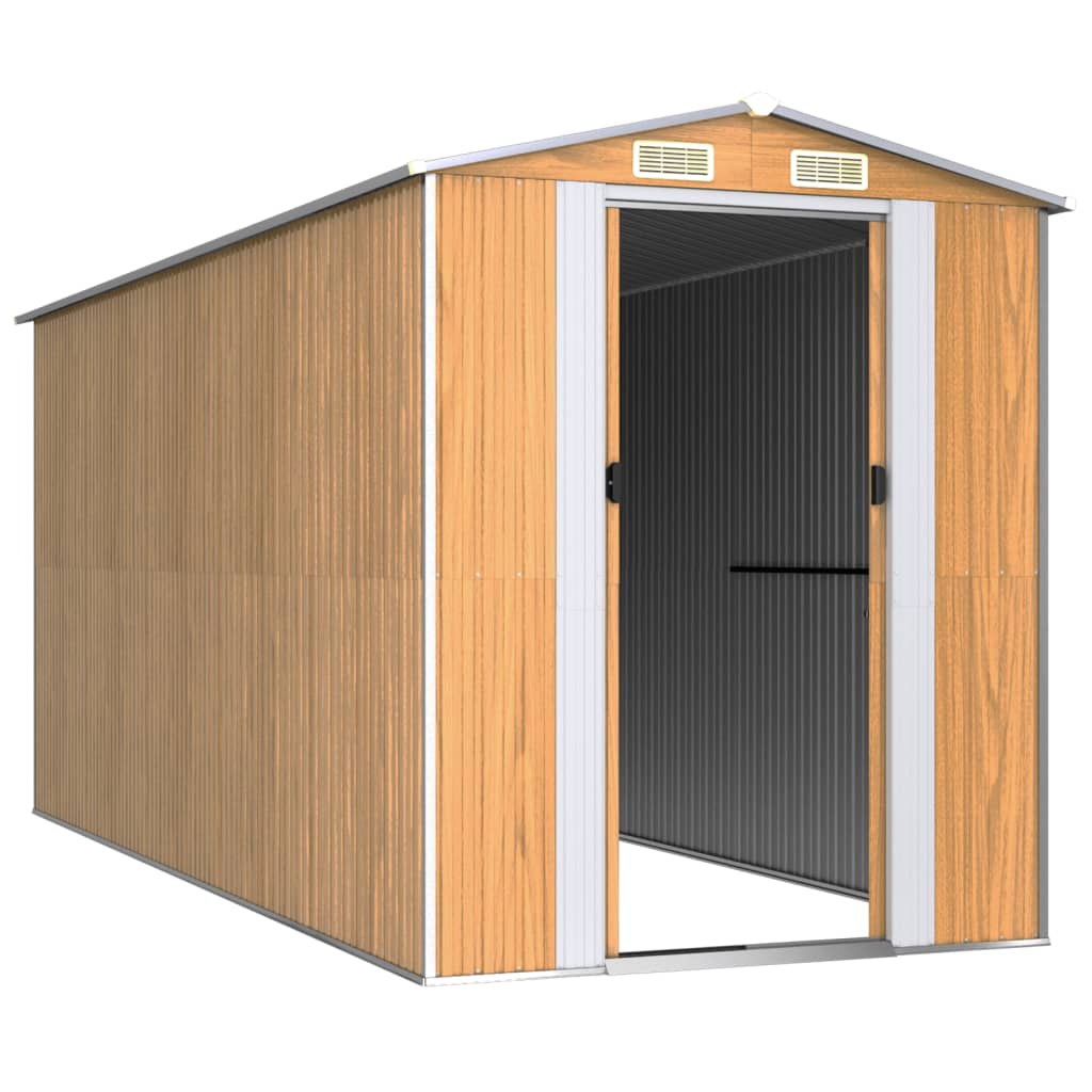 vidaXL Garden Shed Light Brown 192x440x223 cm Galvanised Steel