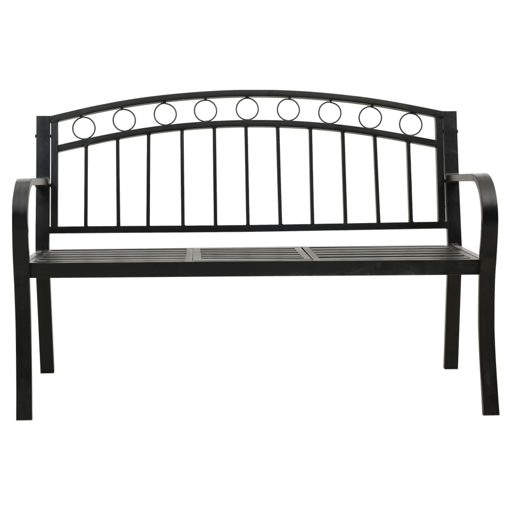 vidaXL Garden Bench with Table Black 120 cm Steel