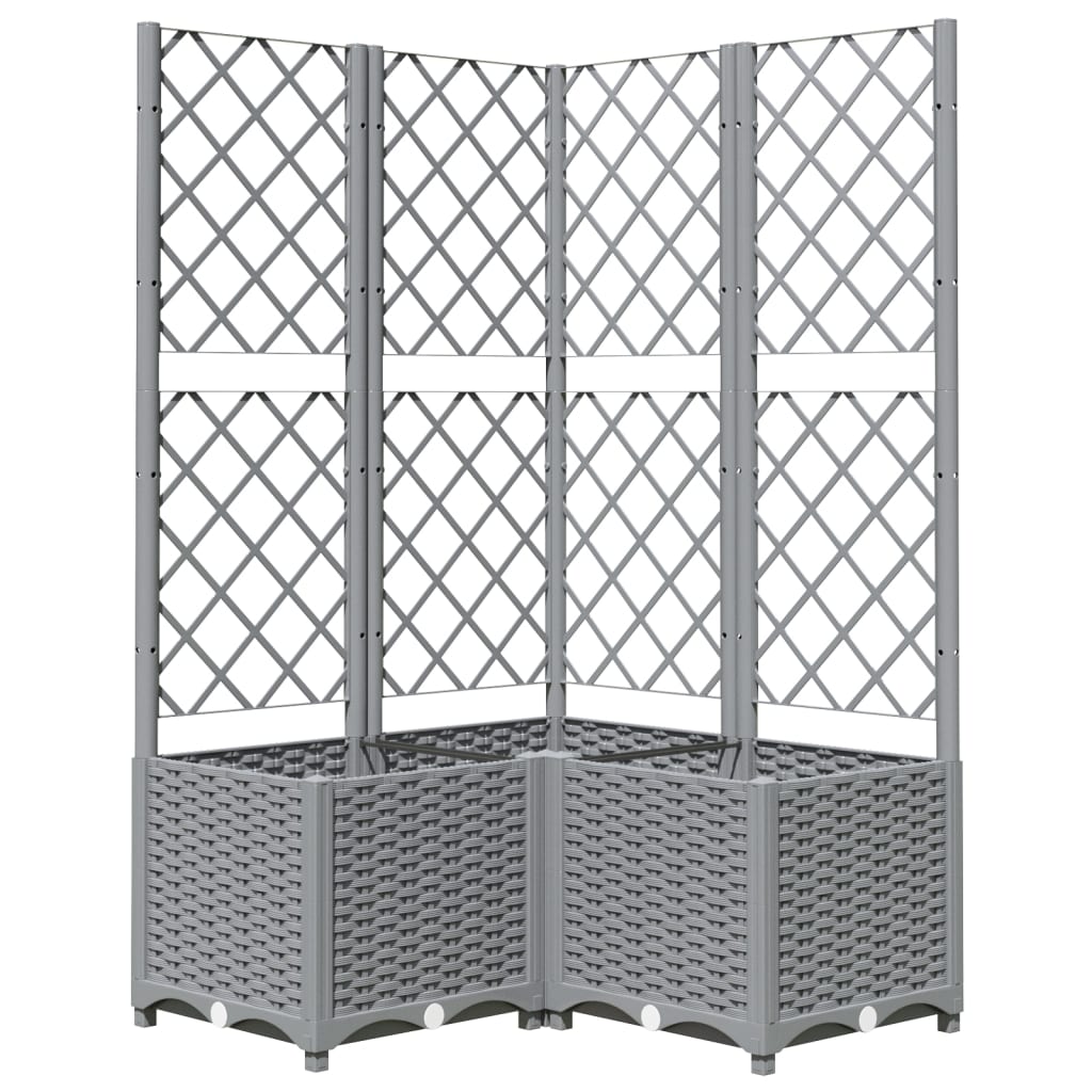 Garden Planter with Trellis Light Grey 80x80x136 cm PP