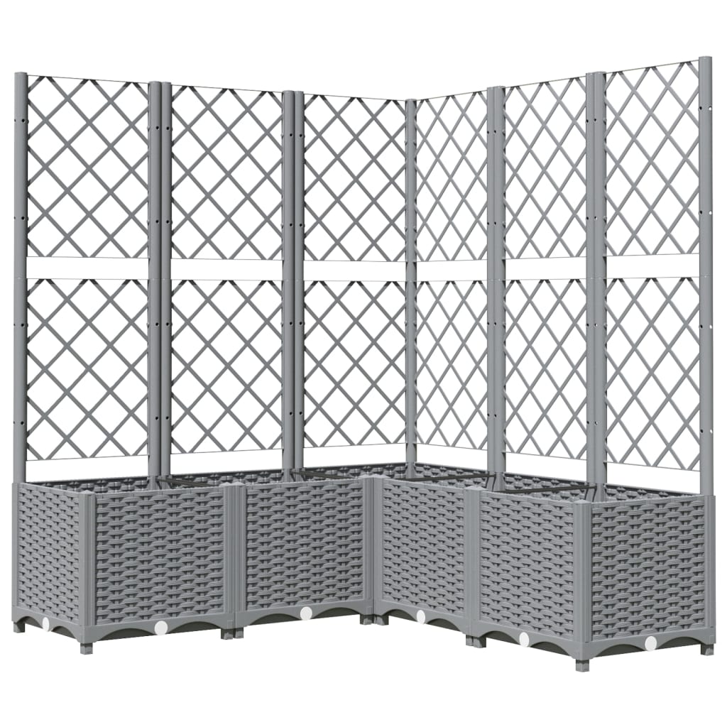 Garden Planter with Trellis Light Grey 120x120x136 cm PP
