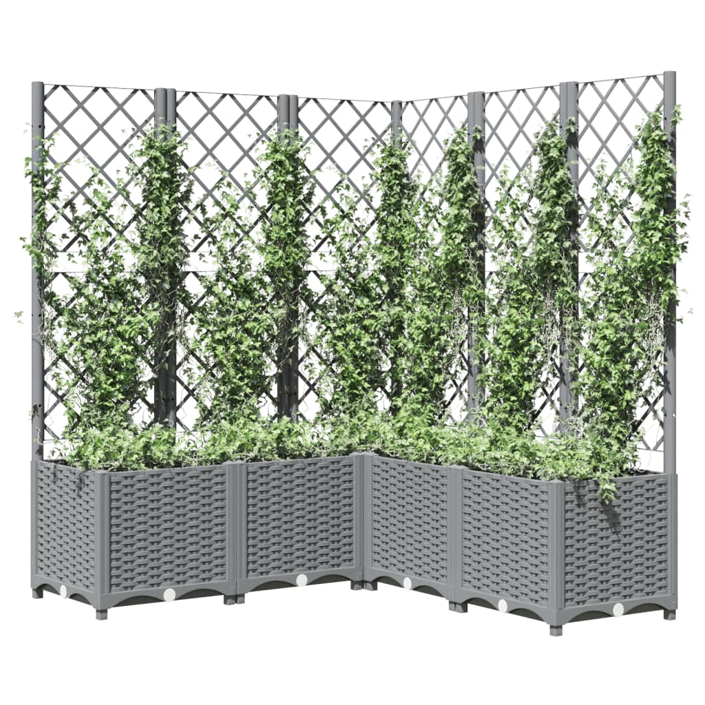 Garden Planter with Trellis Light Grey 120x120x136 cm PP