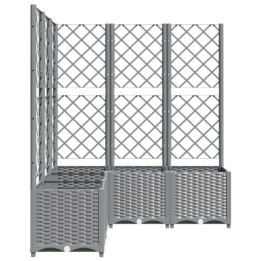 Garden Planter with Trellis Light Grey 120x120x136 cm PP
