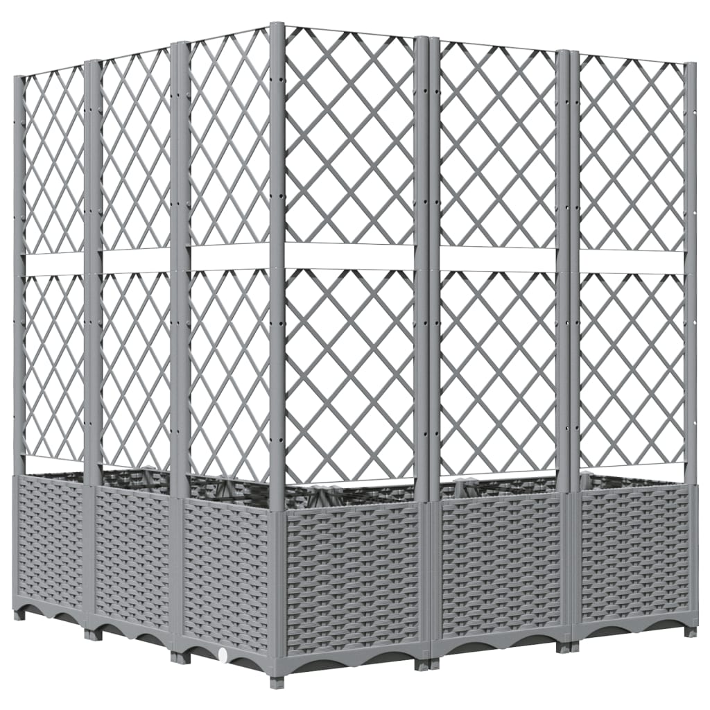 Garden Planter with Trellis Light Grey 120x120x136 cm PP