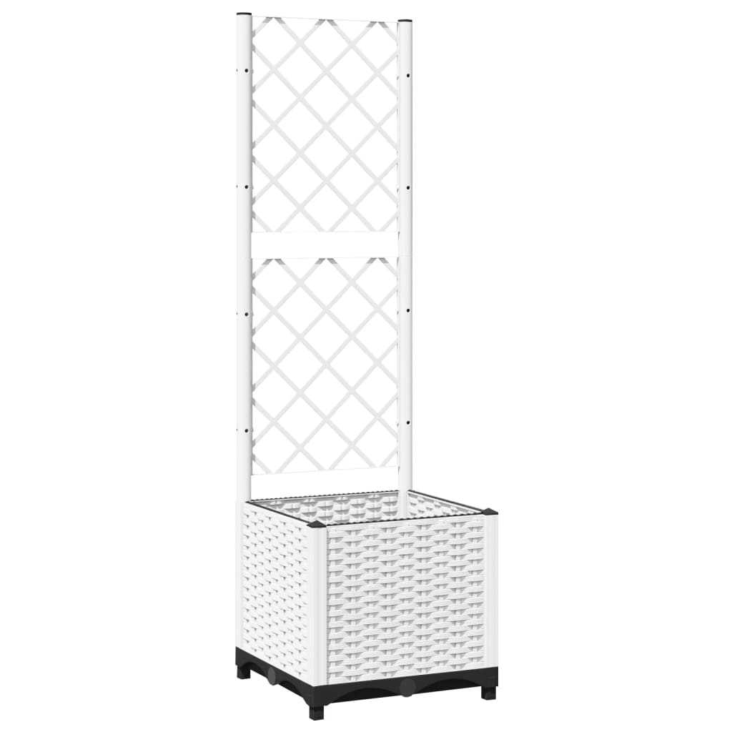 Garden Planter with Trellis White 40x40x136 cm PP