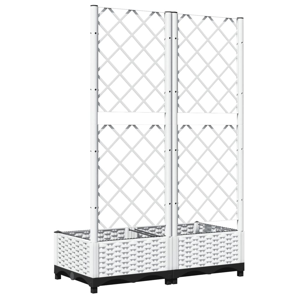 Garden Planter with Trellis White 80x40x121.5 cm PP