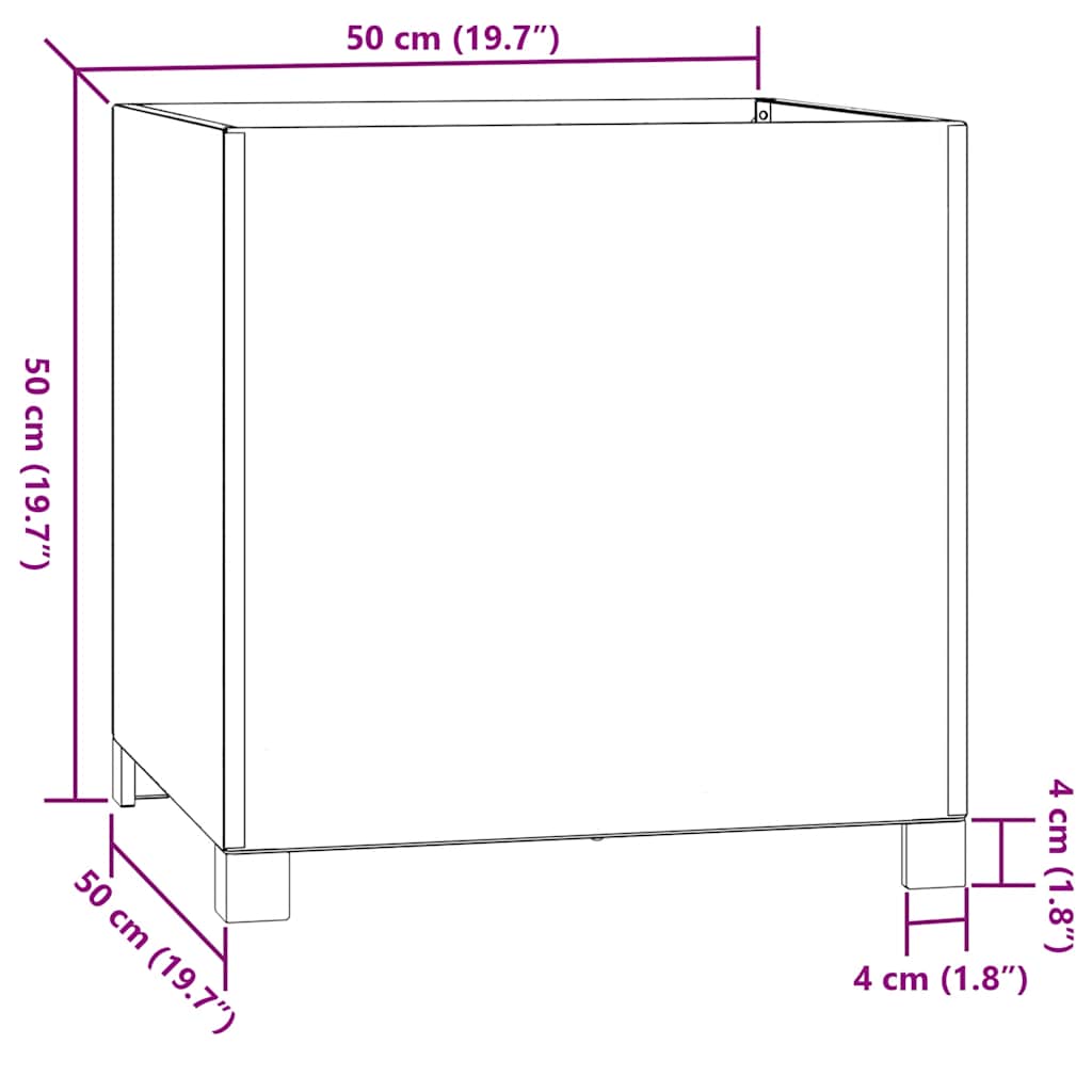 Planter with Legs Rusty 50x50x50 cm Corten Steel