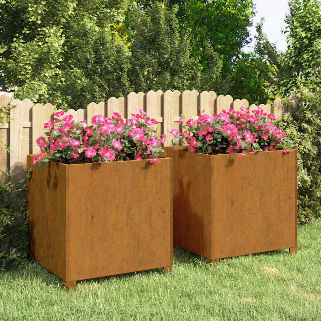 Planters with Legs 2 pcs Rusty 50x50x50 cm Corten Steel