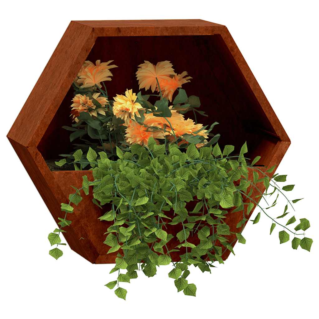 Wall Planters 2 pcs Rusty Corten Steel 30x10x25 cm