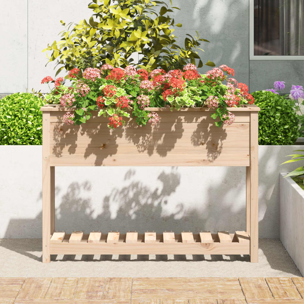 Planter with Shelf 111.5x34.5x81 cm Solid Wood Pine