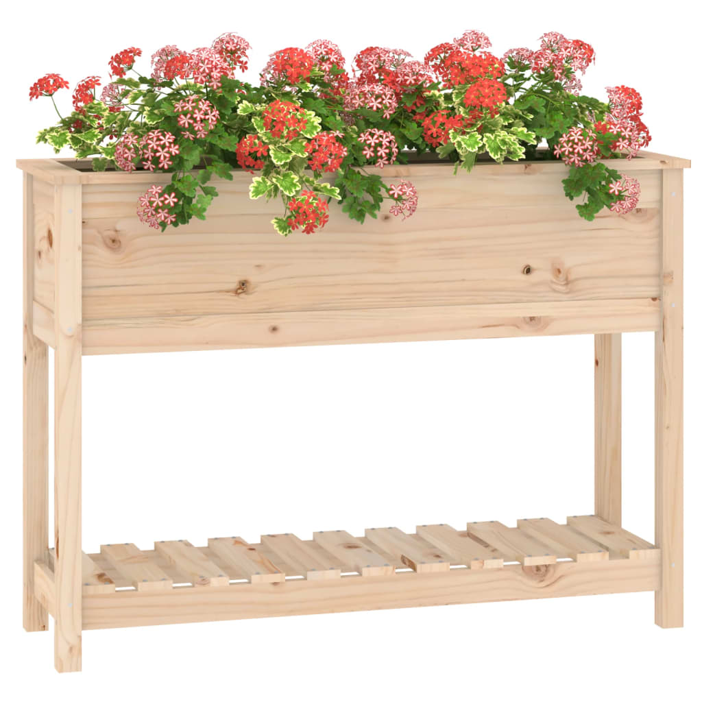 Planter with Shelf 111.5x34.5x81 cm Solid Wood Pine
