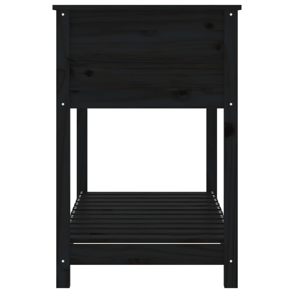 Planter with Shelf Black 111.5x54x81 cm Solid Wood Pine