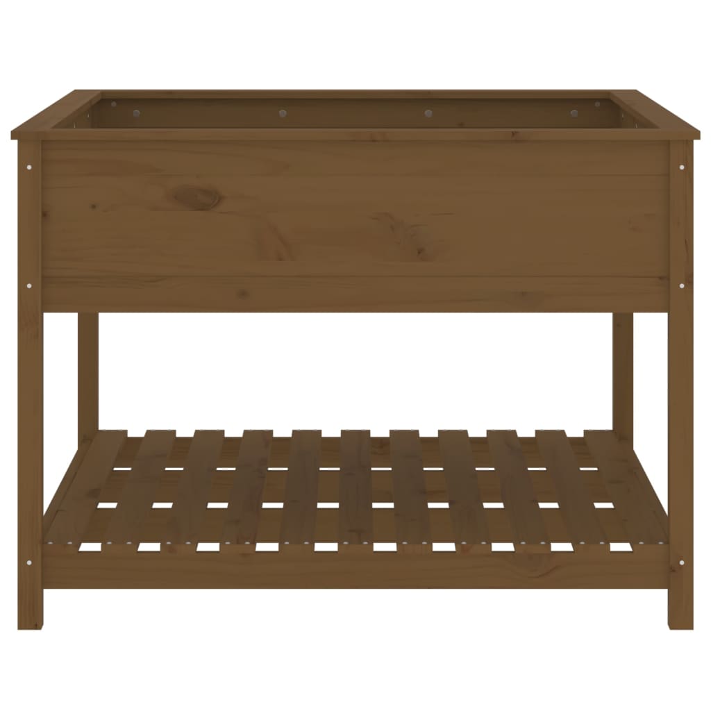 Planter with Shelf Honey Brown 111.5x111.5x81 cm Solid Wood Pine