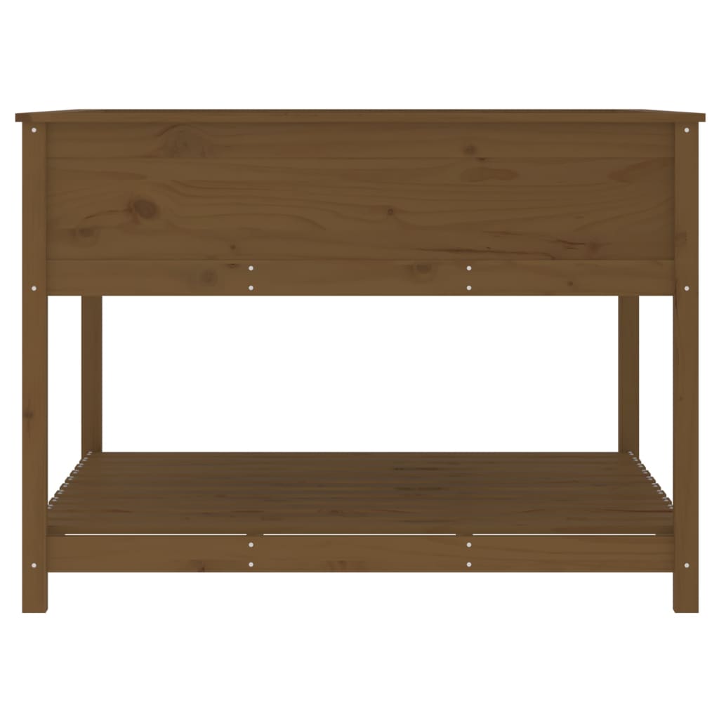 Planter with Shelf Honey Brown 111.5x111.5x81 cm Solid Wood Pine