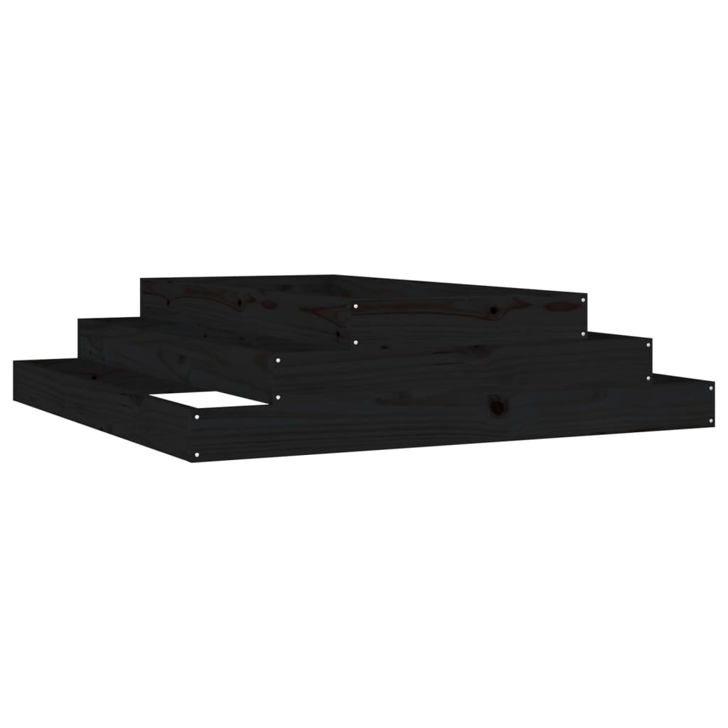 Planter Black 110x110x27 cm Solid Wood Pine