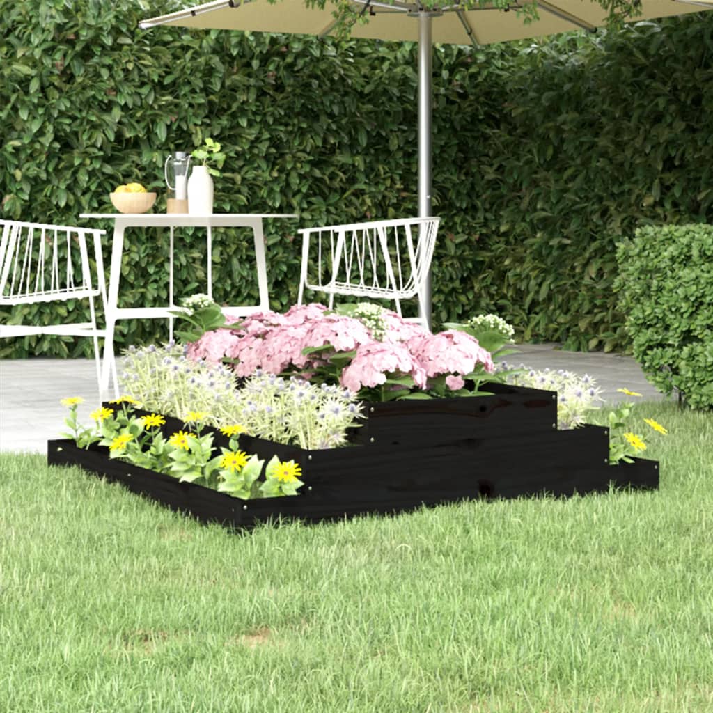 Planter Black 110x110x27 cm Solid Wood Pine