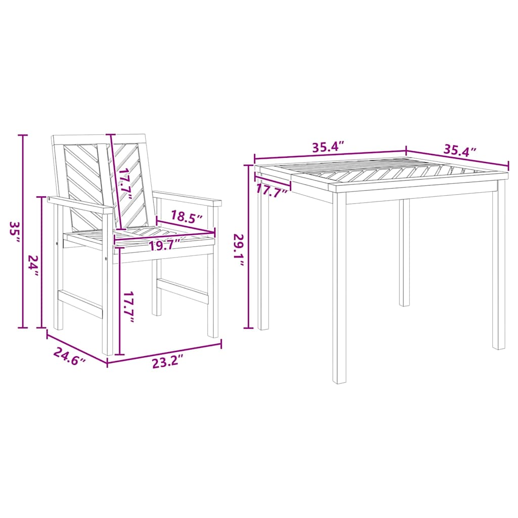 Garden Dining Set 5 pcs Brown 90 x 90 x 74 cm Solid acacia wood