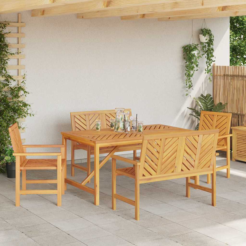 Garden Dining Set 5 pcs Brown 150 x 90 x 74 cm