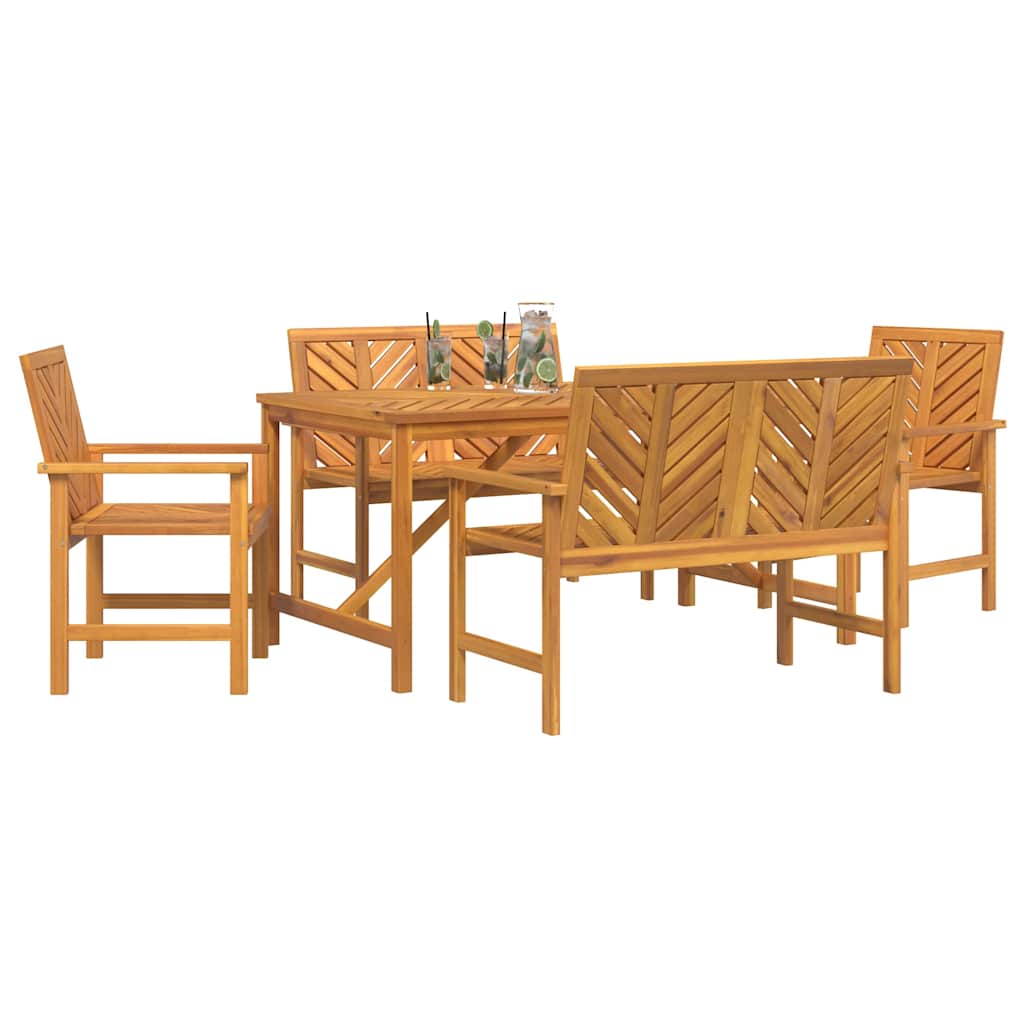 Garden Dining Set 5 pcs Brown 150 x 90 x 74 cm