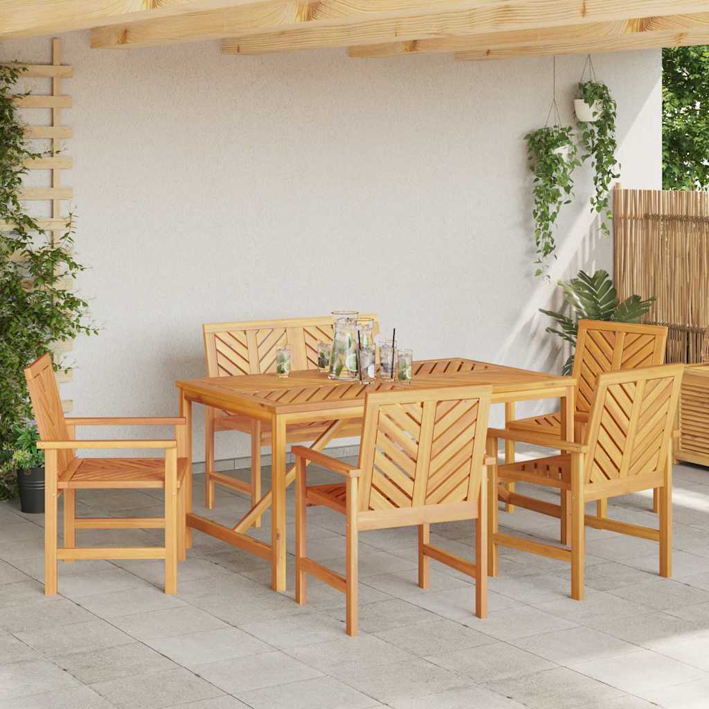 Garden Dining Set 6 pcs Brown Solid Acacia Wood