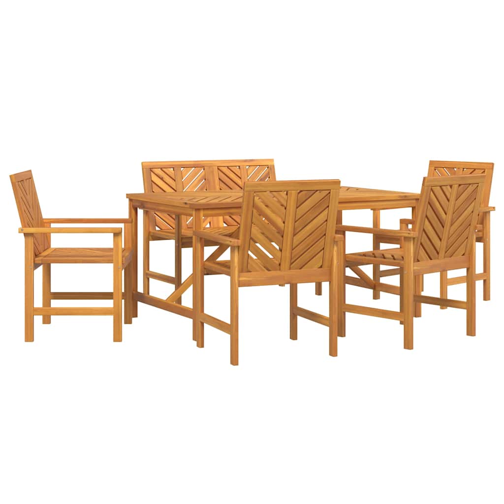 Garden Dining Set 6 pcs Brown Solid Acacia Wood