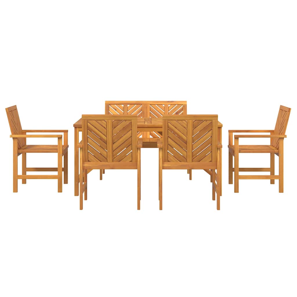 Garden Dining Set 6 pcs Brown Solid Acacia Wood