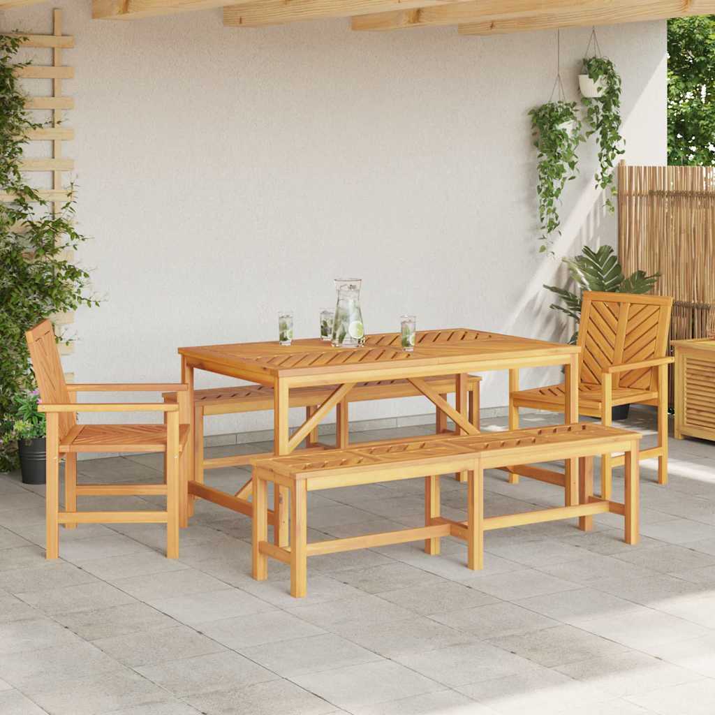 Garden Dining Set 5 pcs Brown 150 x 90 x 74 cm