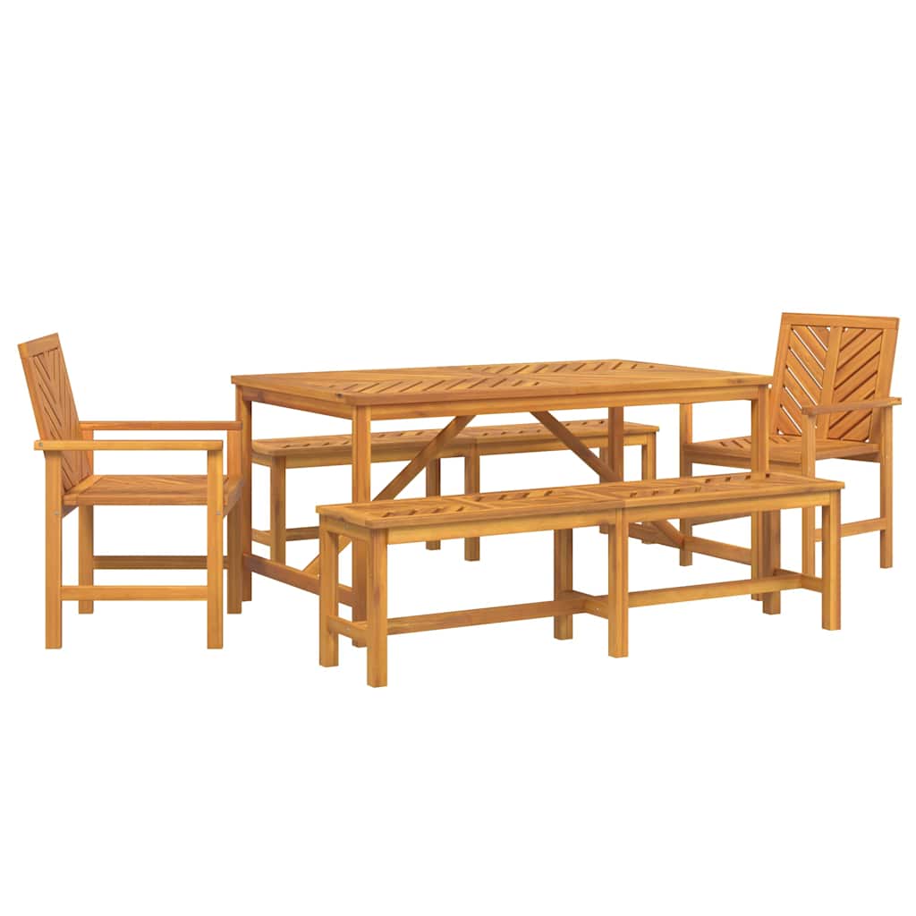 Garden Dining Set 5 pcs Brown 150 x 90 x 74 cm