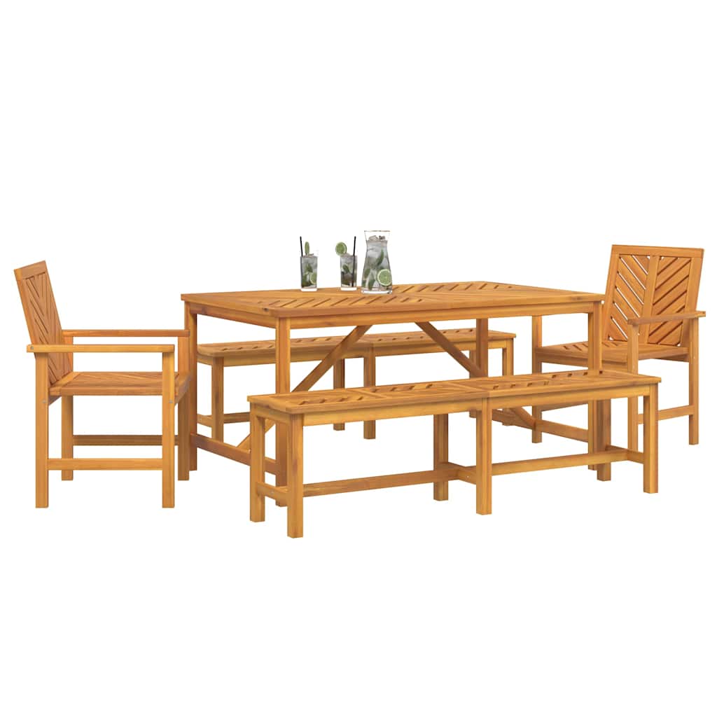 Garden Dining Set 5 pcs Brown 150 x 90 x 74 cm