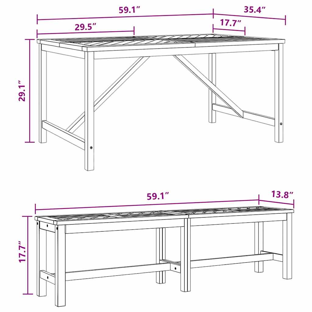Garden Dining Set 3 pcs Brown Solid acacia wood