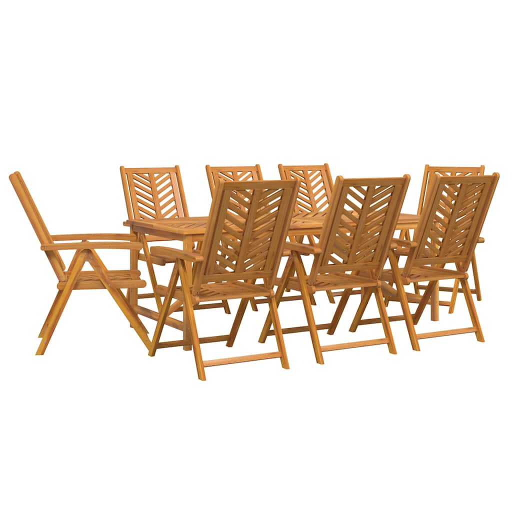 Garden Dining Set 9 pcs Brown Solid Acacia Wood