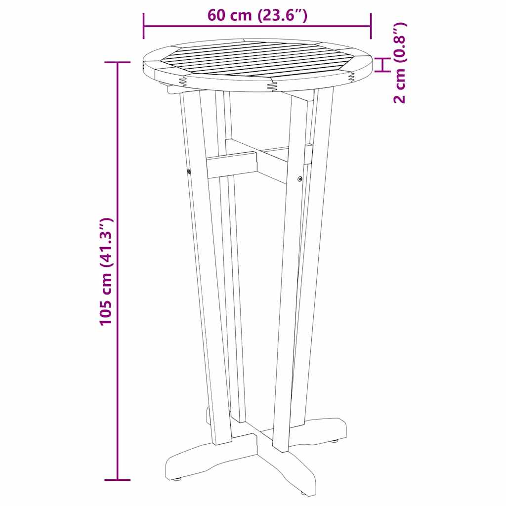 Garden Bar Table Ø60x105 cm Solid Wood Acacia