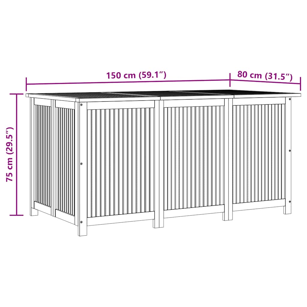 Garden Storage Box 150x80x75 cm Solid Wood Acacia