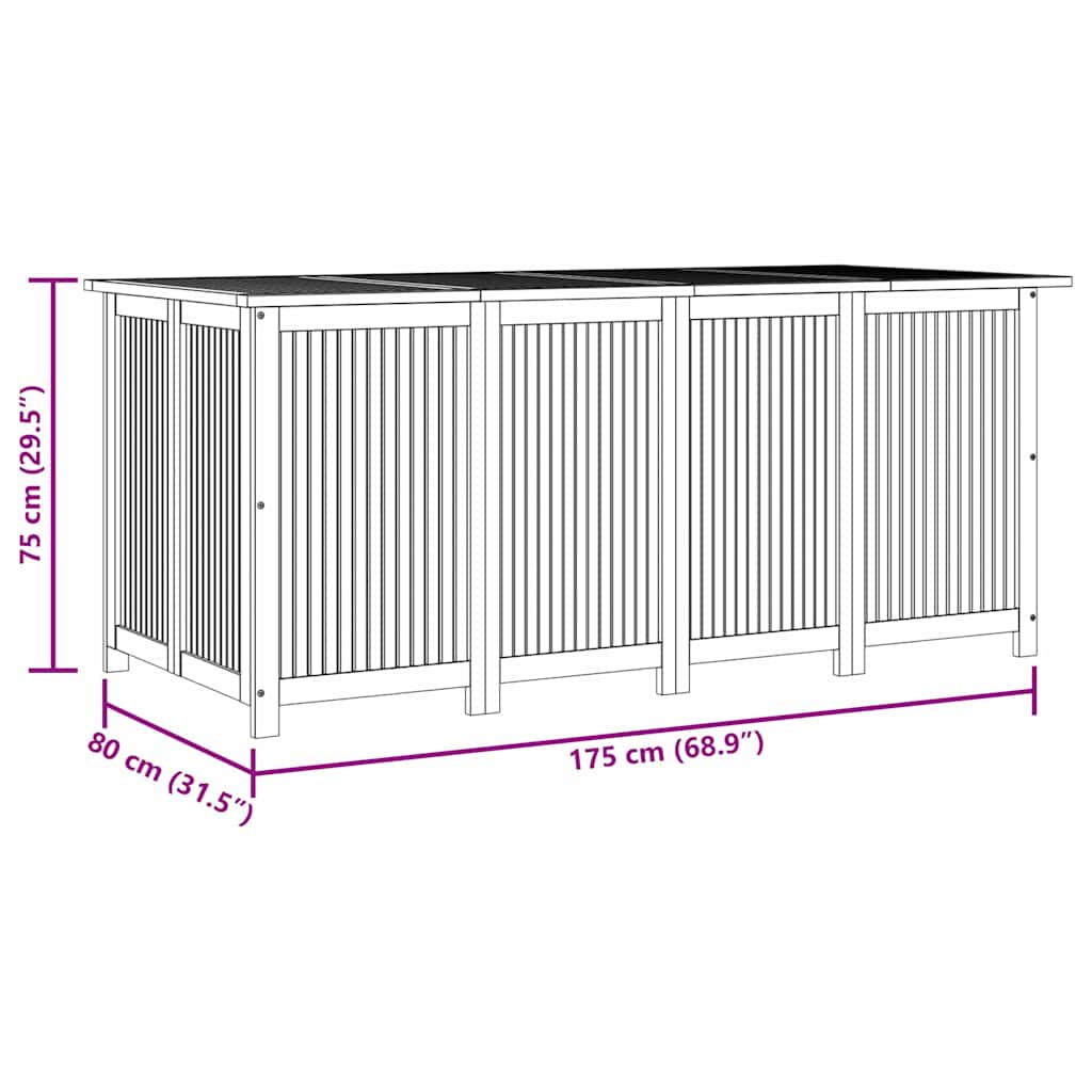 Garden Storage Box 175x80x75 cm Solid Wood Acacia