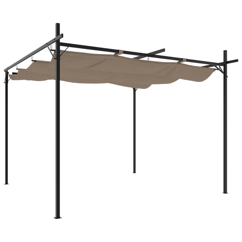 Pergola with Retractable Roof Taupe 295x292x230 cm