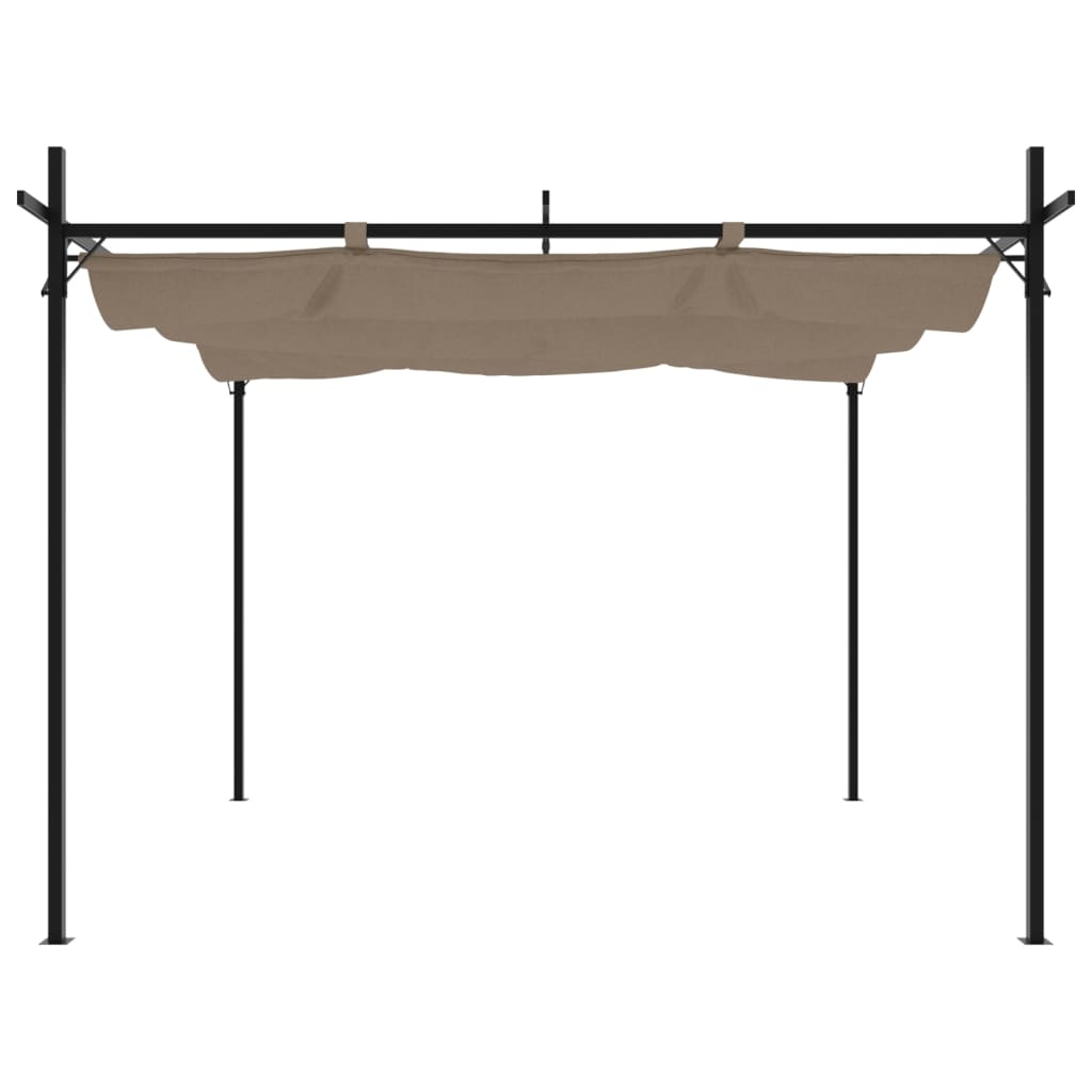 Pergola with Retractable Roof Taupe 295x292x230 cm