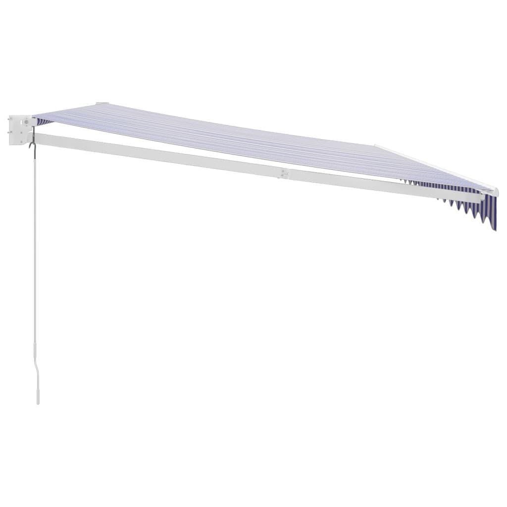 Retractable Awning Blue and White 5x3 m Fabric and Aluminium